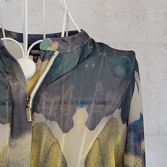 Mossimo sheer blouse watercolor print Women's Size XS - Picture 4 of 11